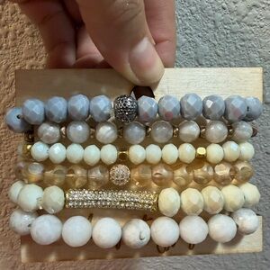 Beige & Gray Beaded Bracelet Set (Keep it Gypsy)
